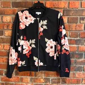 A Dip Of Darling womens floral bomber jacket black S